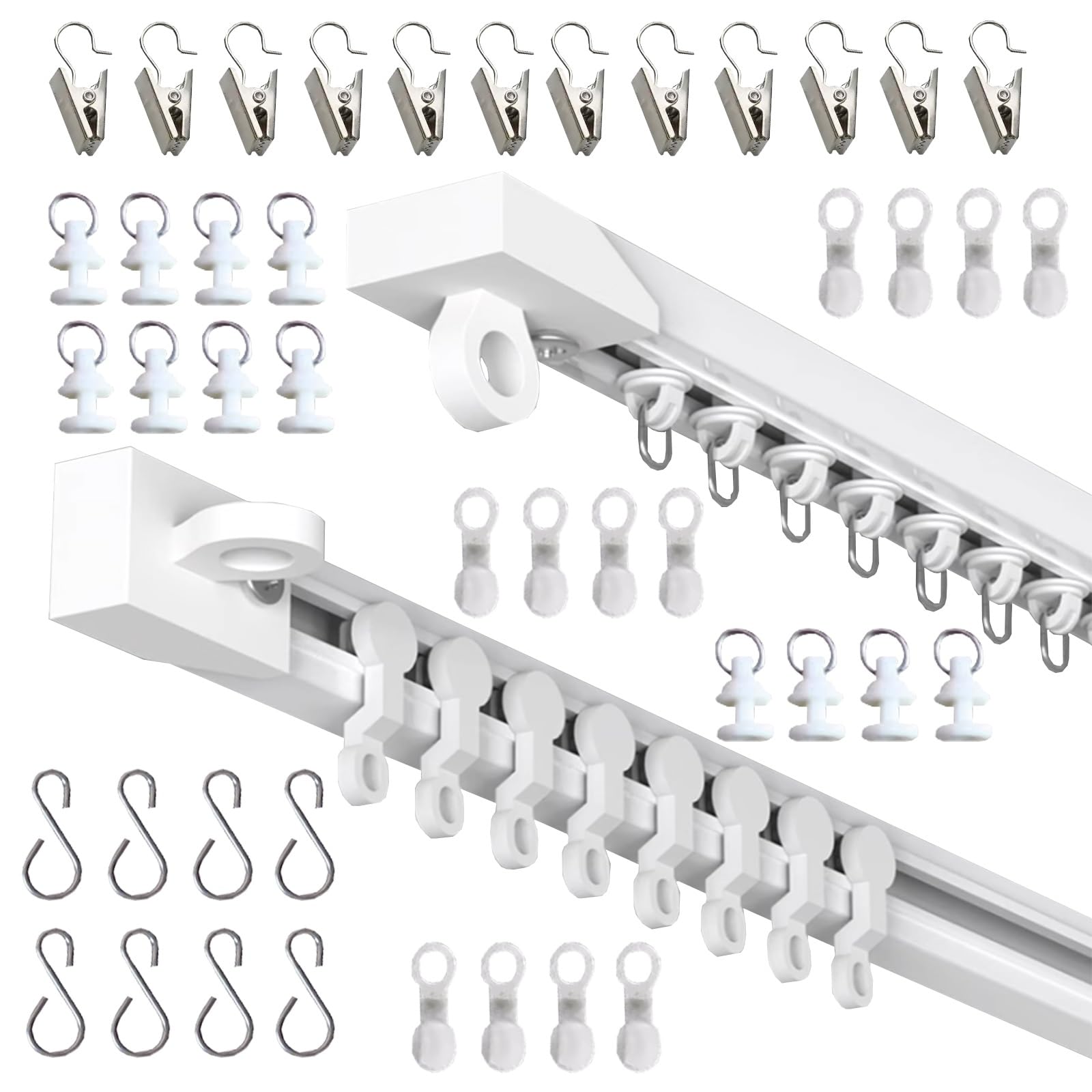 Rail de rideau adhésif sans perçage 50-500 cm, parfait pour les murs lisses, idéal pour les chambres et les placards, 420 cm de long, installation facile.