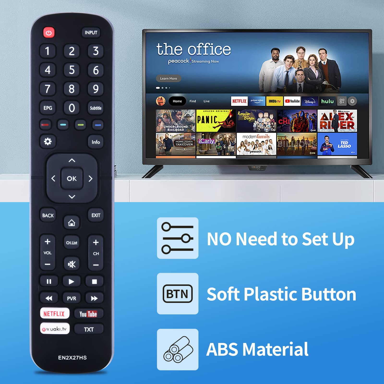 ALLIMITY EN2X27HS Telecomando Sostituisci per Hisense 4K UHD TV H40M3300 H55M7000 H43N5300UK 65NEC5200 H55N5700 H49MEC3050 HE55K3300 H50M3300 H65N5300 HE40K3300 H55MEC3355 H65M5500