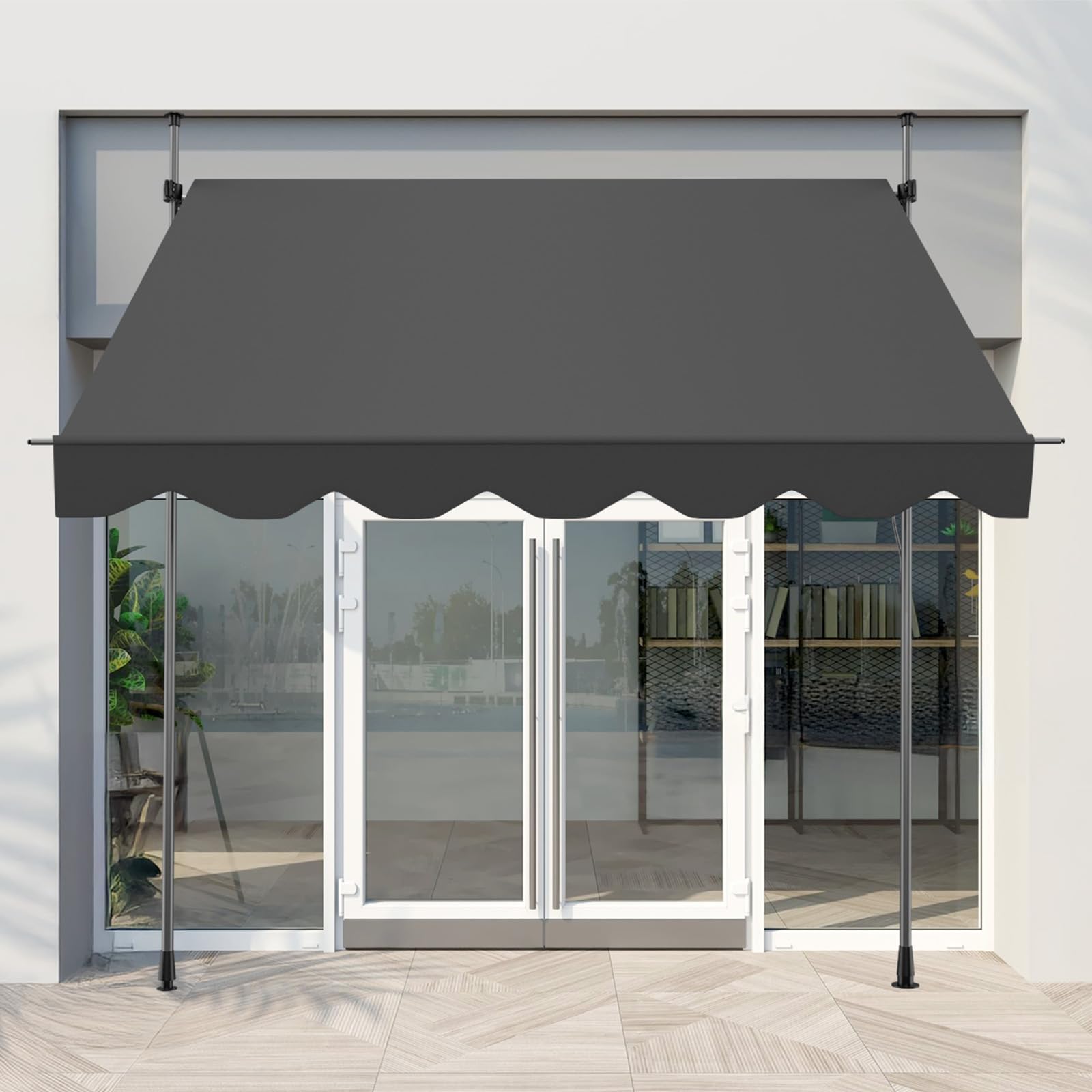 AXT SHADE Toldo Manual Retráctil Enrollable para Balcón 300x180cm con Altura Ajustable Manivela y Resistente a Rayos UV, Protección Solar para Exterior Terraza-Antracita
