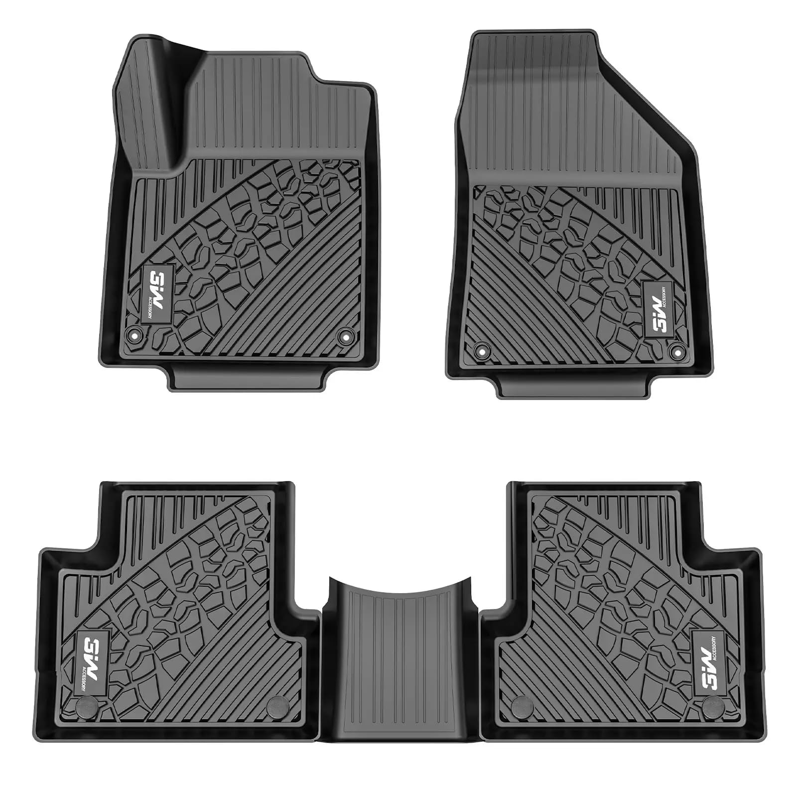 3W Floor Mats&Cargo Liner Fit Toyota Sienna 2021 2022 2023 2024 2025 2026 LE/XLE(Only for 8 Seat), TPE All Weather Custom Fit Floor Liner for Sienna 8 Seat 1st, 2nd and 3rd Row and Cargo Mat, Black — view 30