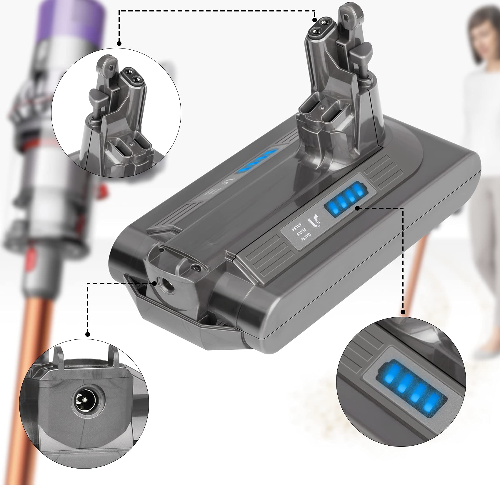 Amazon.co.jp: 互換用 ダイソン V10 バッテリー 3.5Ah 25.5v