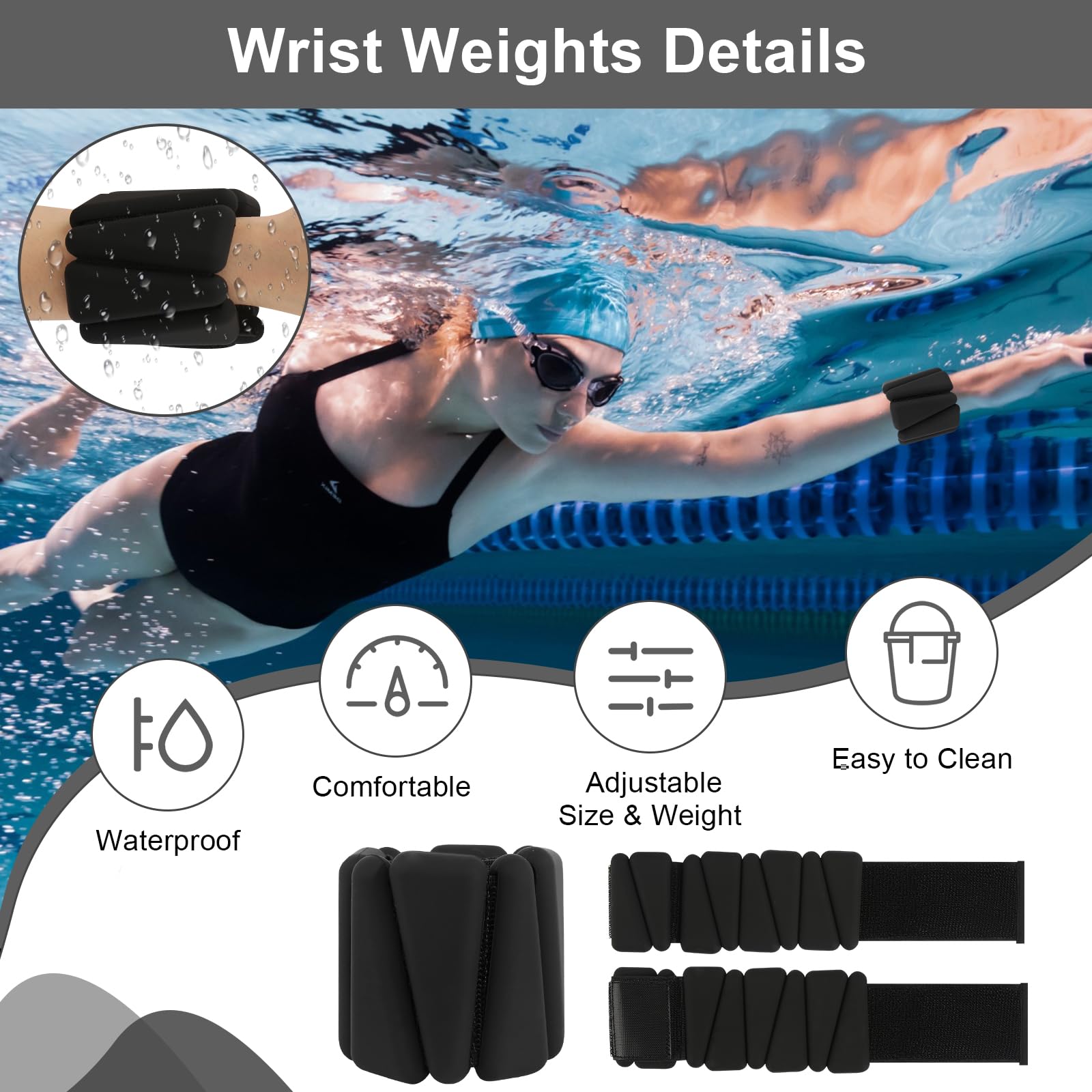 Gewichtsmanschetten Handgelenkgewichte Knöchelgewichte 2er-Set Gewichte Tragbare Gewichtsmanschetten für Beine und Arme (1 lb/1stk) Ankle Weights für Pilates, Yoga, Cardio