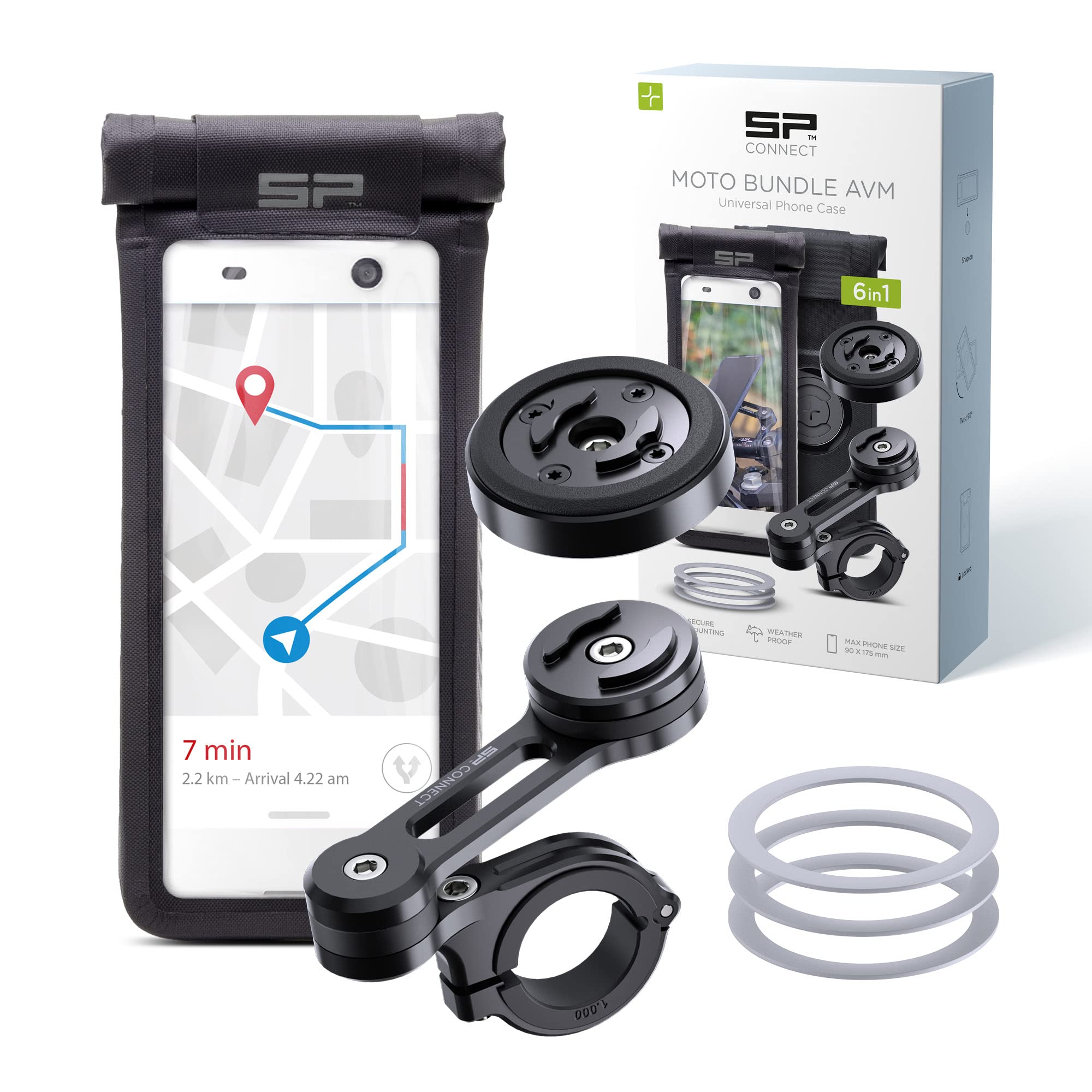 SP Connect Motocyklowy uchwyt na telefon komórkowy z modułem antywibracyjnym | SPC+ | do motocykla, roweru, motoroweru, akcesoriów do wszystkich smartfonów, takich jak iPhone Samsung