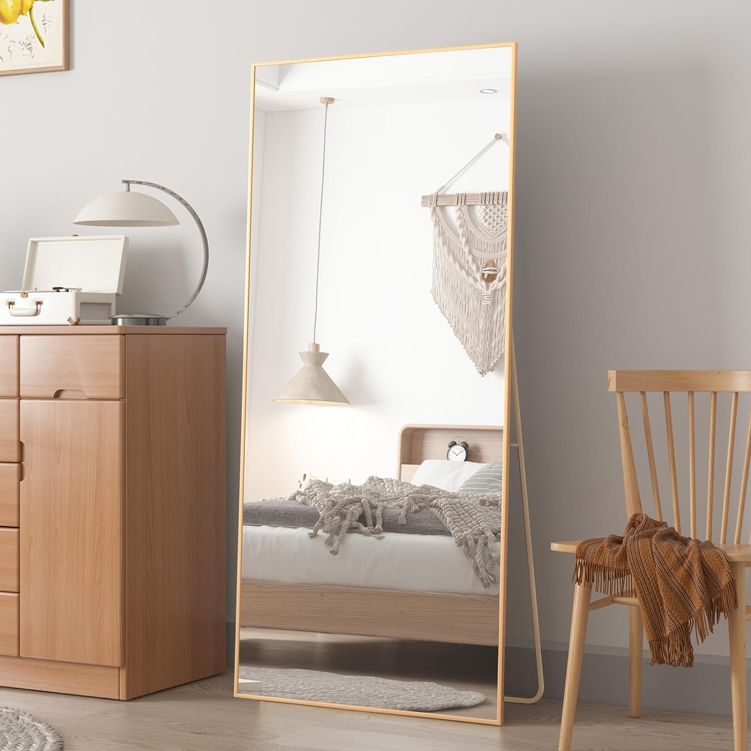 CASSILANDO Full Length Mirror 64.9" × 23.8", Floor Big Mirror,Standing, Against Wall for Bedroom,Dressing and Wall-Mounted Thin Frame