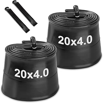 Hycline Fat Bike Inner Tube 20/26x3.0-4.0 Inch 2-Pack Electric Fat Tire Tubes AV 32mm Schrader Valve, Premium Butyl Rubber Puncture Resistant Replacement Tubes with 2 Tire Levers