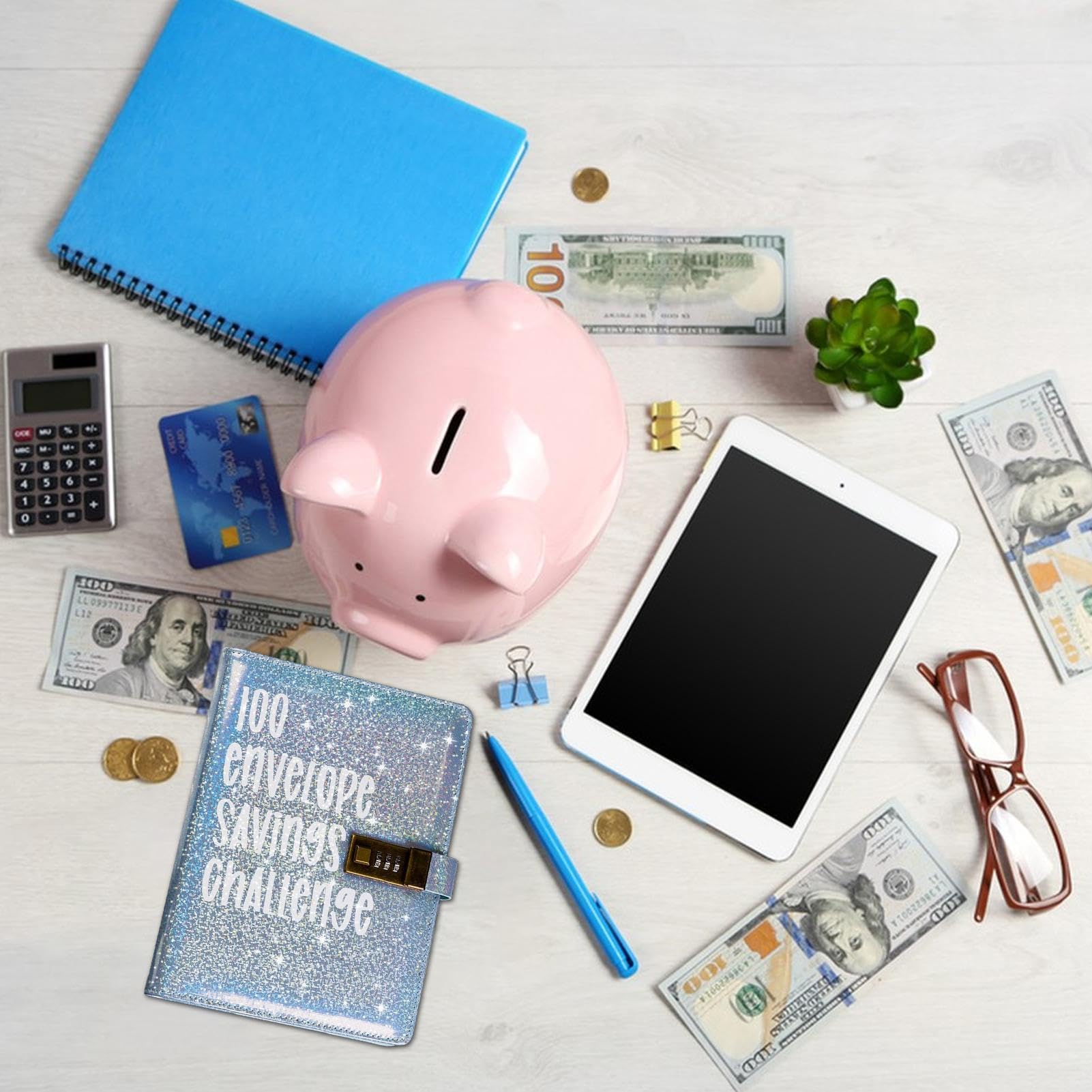 100 Sparmappen Challenge Set - Budget Organizer Mit 25 Ledertaschen Für Geldmanagement