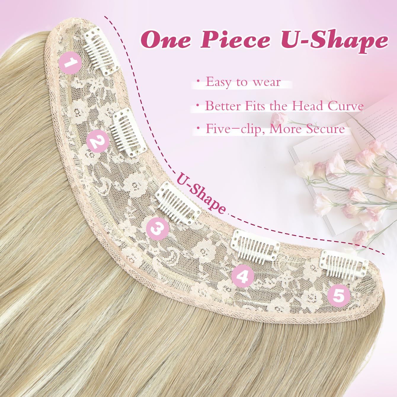 Hair Extensions 20inch Clip in Hair Extensions 1PCS U-shape Clip on extensions for women Soft and Natural Hairpieces