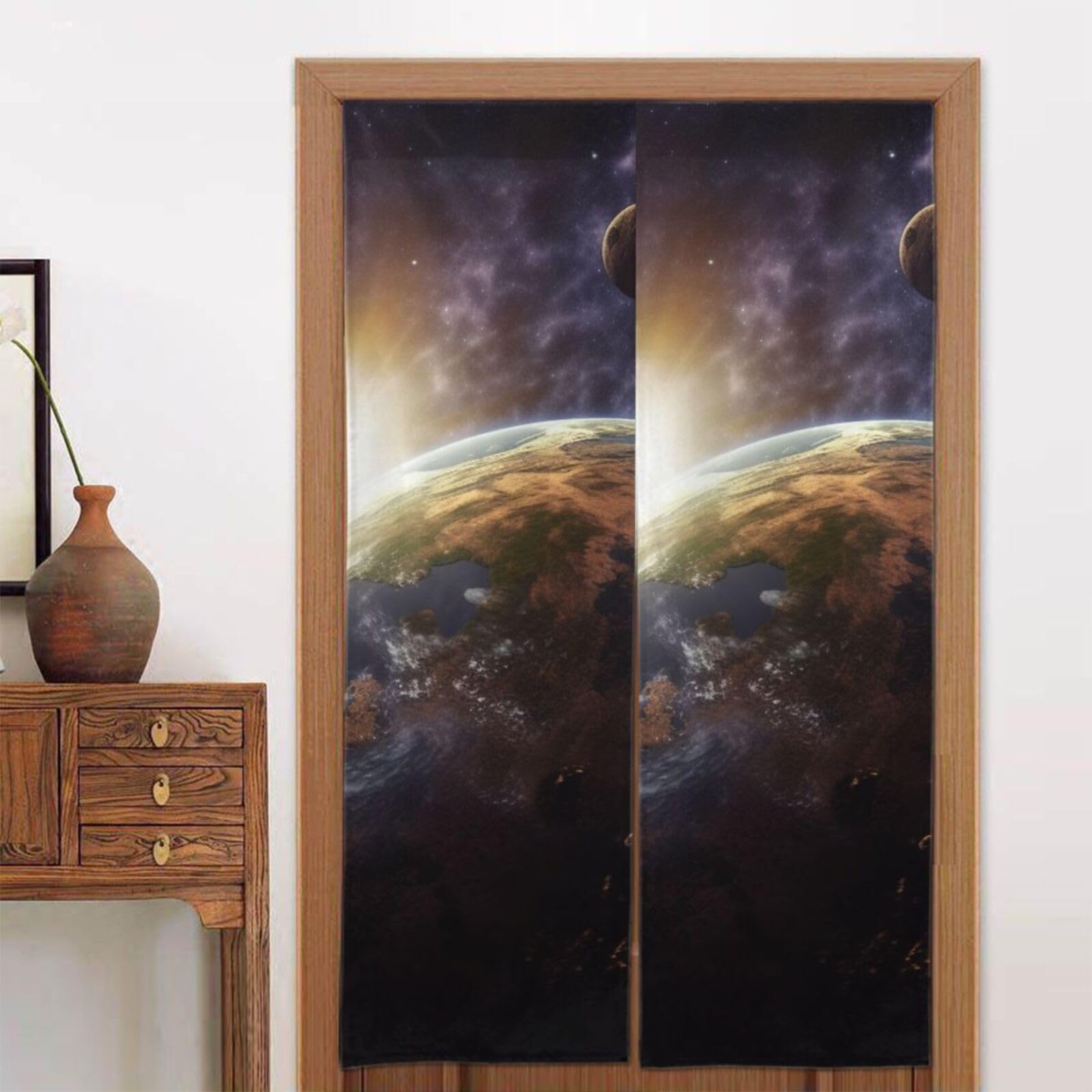 Rideau de porte japonais Noren imprimé planète BAFAFA 86x142 cm séparateur