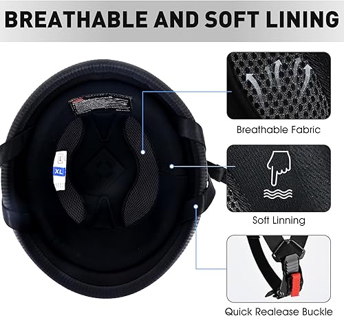 Miniatura 4 de Casco de estilo alemán con diseño de calavera para adultos, hombres y mujeres, casco de media carcasa, certificado DOT, estilo retro para crucero,