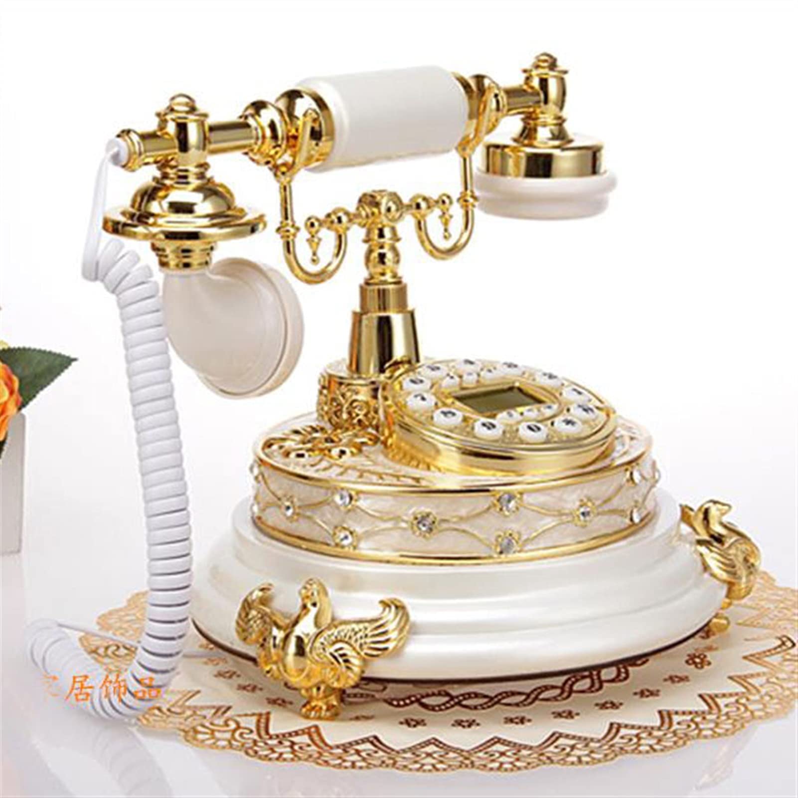 Téléphone à Cadran rétro, téléphone Fixe Antique à l'ancienne pour Les Personnes âgées Téléphone Classique rétro Blanc Vintage téléphone Fixe en résine Bureau à Domicile Europe téléphone nostalgique