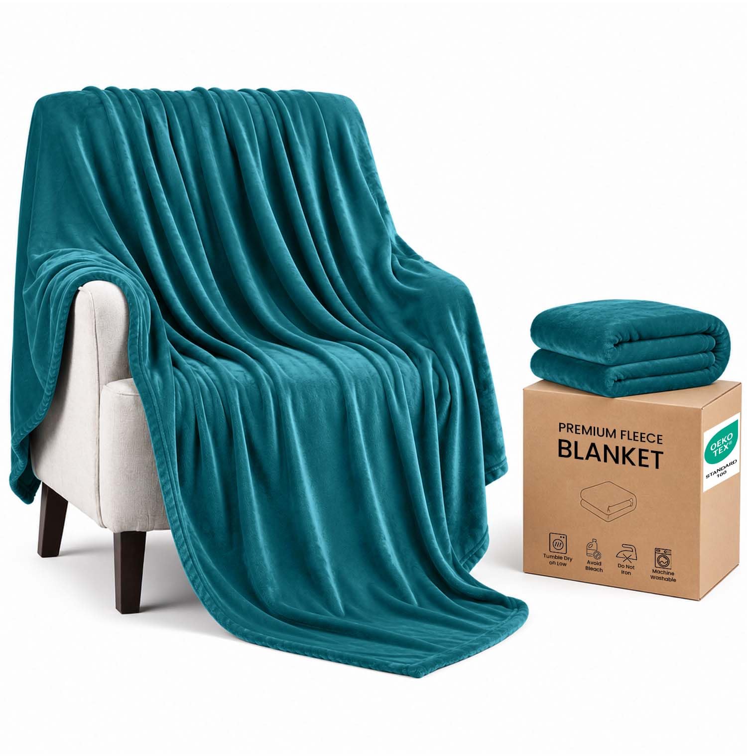 IR Imperial Rooms Fleece Blanket Large Throw - Teal, King 230X270 Cm