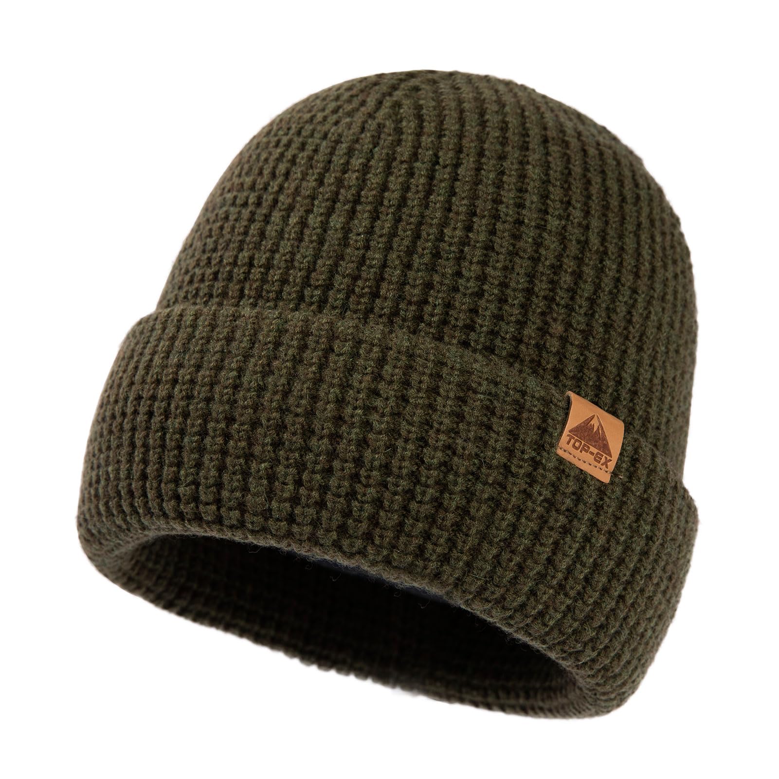 Bonnet gaufré en laine mérinos mélangée L/XL/XXL - Bonnet chaud sans doublure pour temps froid d'hiver