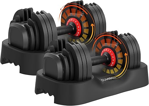 Juego de mancuernas ajustables, juego de mancuernas de ajuste rápido con mango antideslizante y bandeja para equipo de entrenamiento de fuerza en el