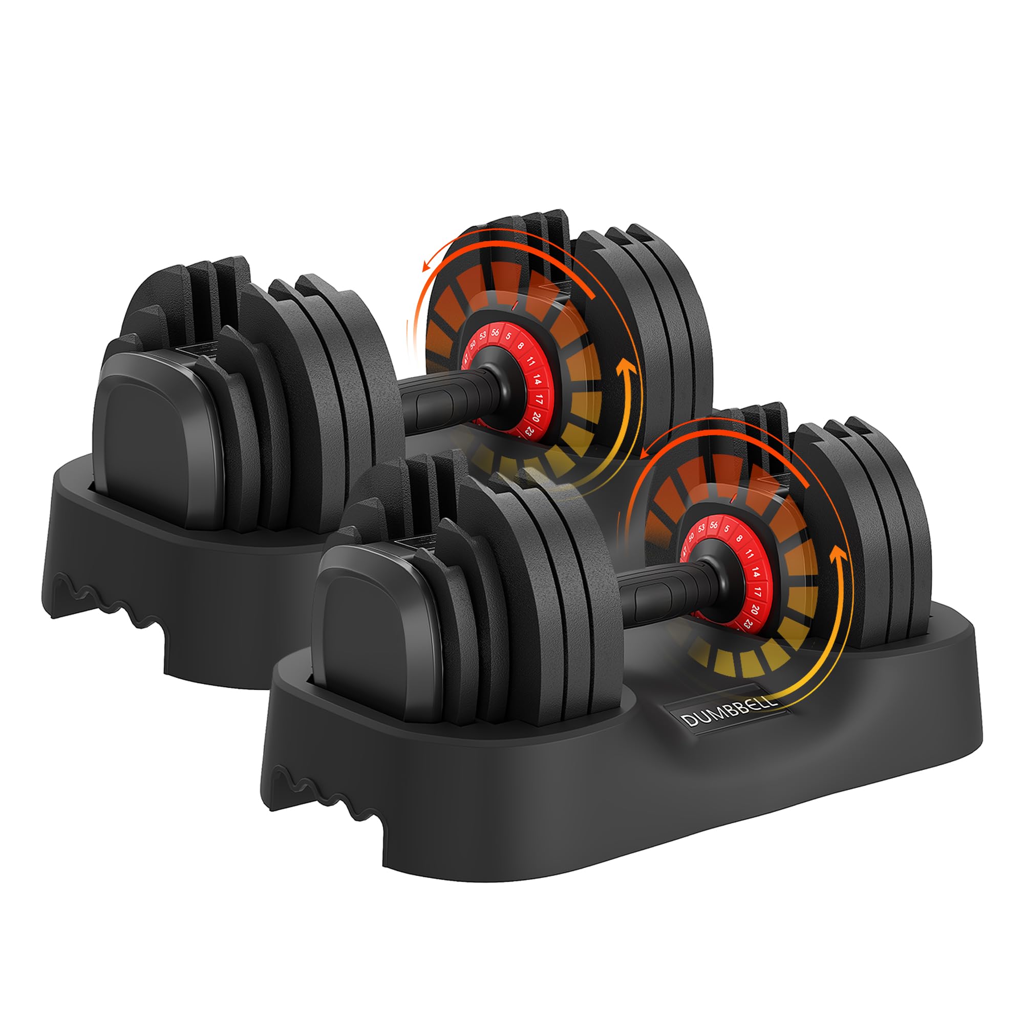 Adjustable Dumbbell Set 25lbs 56lbs Free Weights Dumbbells Set Fast Adjust Dumbbell Weight Set with Anti-Slip Handle and