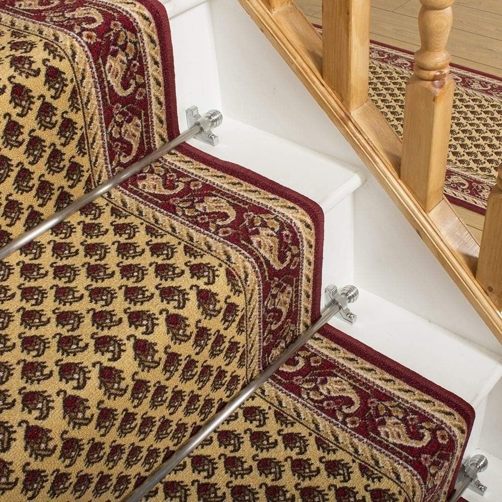 runrug Stair Runner Carpet For Staircases - Non Slip, Stain Resistant - Width 66cm x 450cm Long - Cream Acni