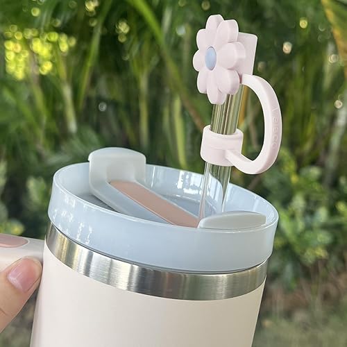 Miniatura 5 de Velaco Paquete de 6  Accesorio de dije de letra inicial en forma de corazón con cadena y fundas de popote de silicona para vaso Stanley 20, 30, 40