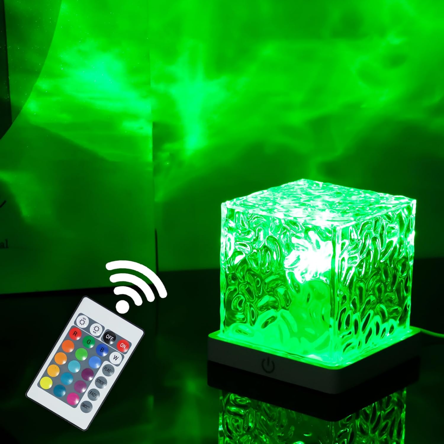Ocean Wave Projector Light, 16-Color Cube Water Lamp, 3D Holographic Water Ripple Romantic Ambient Lighting for Child's Room，Aurora Night Light，Birthday and Christmas Gifts for Children - Image 2