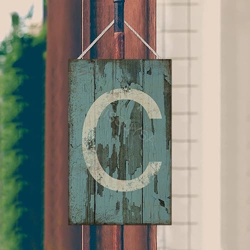 Vista 84 de Letrero colgante de madera con letra A, letrero de madera, decoración del hogar, 26 letras del alfabeto de metal, placa de madera, decoración