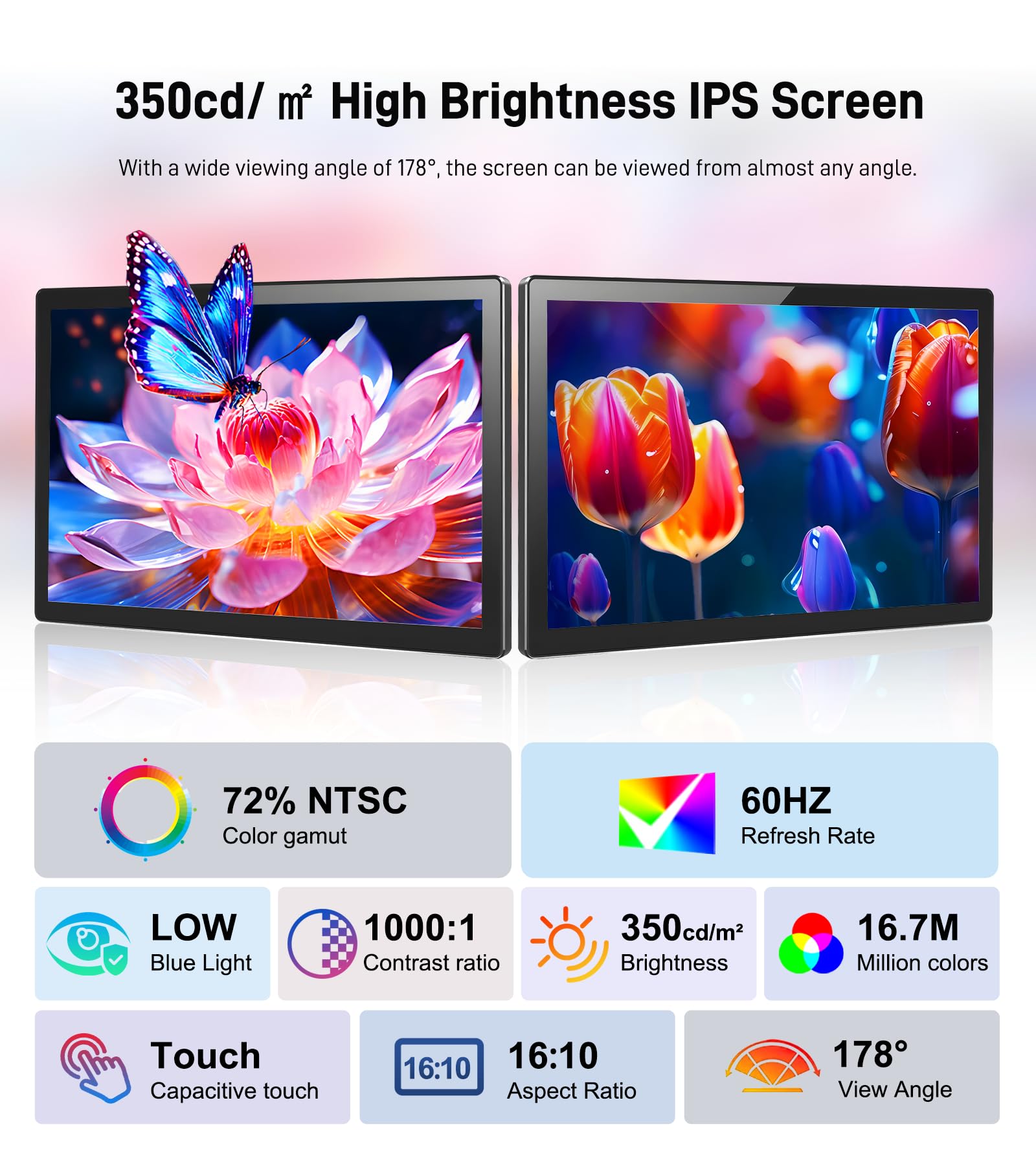 Monitor de pantalla táctil portátil 10.1 – 1920 × 1200 FHD IPS 16:10,100% sRGB 1500:1,10 puntos de diaplay táctil con altavoz HDMI USB-C VESA funda magnética para viajes, Mac, PC, Xbox, PS4/5