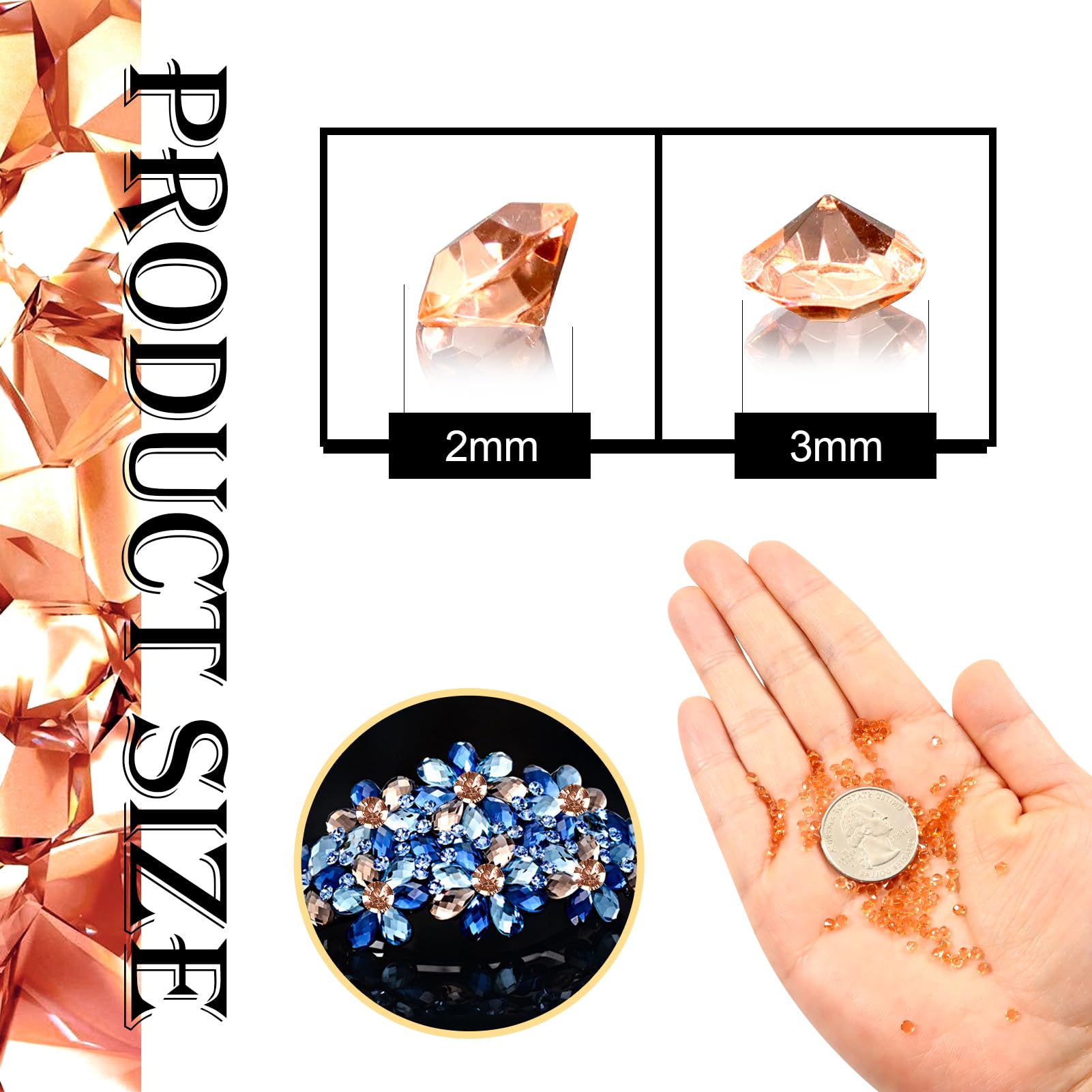 TOAOB 5000pcs 3mm Acrylic Diamond Wedding Table Scatter Crystals Rose Gold Tone for Table Wedding Decorations Bridal Shower Decorations Vase Beads Crystals - Image 2