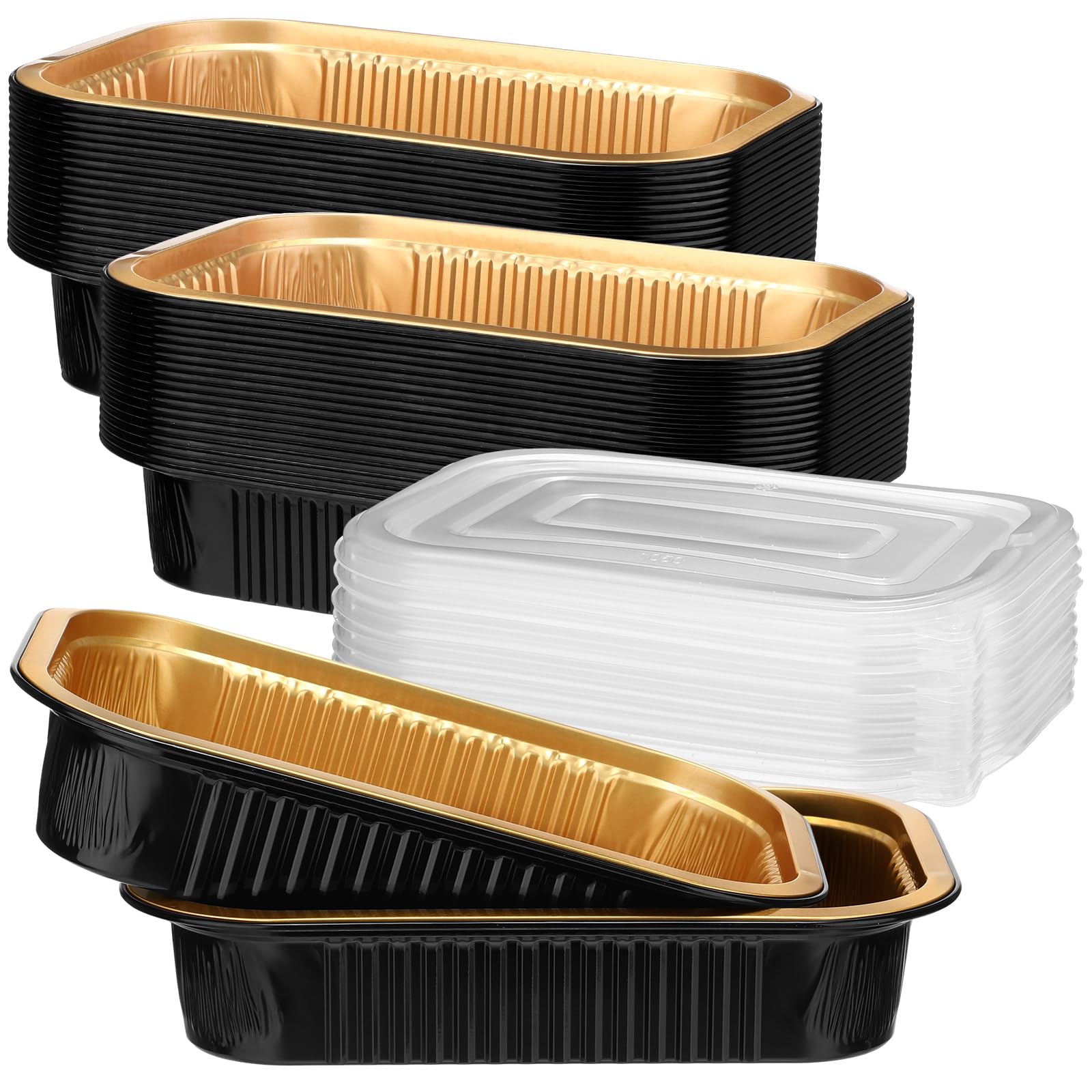 Baderke 20 Pack 50oz Aluminum Foil Pans with Lids Foil Baking Tins, 8.7"x 6" Bread Loaf Pan Disposable Cake Tins for Microwave Oven Cooking, Baking,