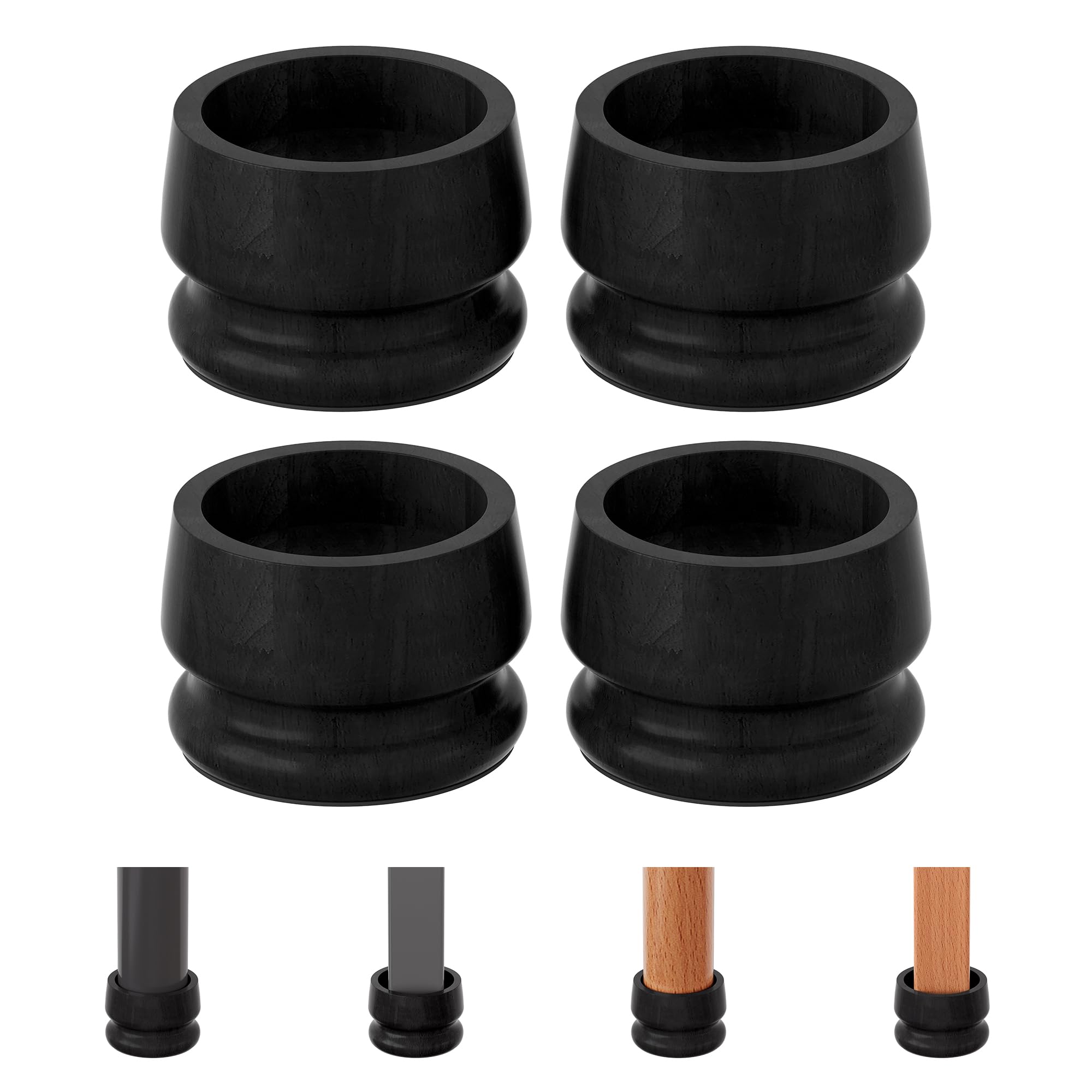 Photo 1 of TQVAI Large Bed Risers Heavy Duty, 3" H(Inner 2" H), 2200 LBS Loading Capacity, Anti-Fall Edge, 4 Pack Wooden Bed Lifts Risers with Non-Slip Pads for King Queen Twin Full Bed Frame, Black