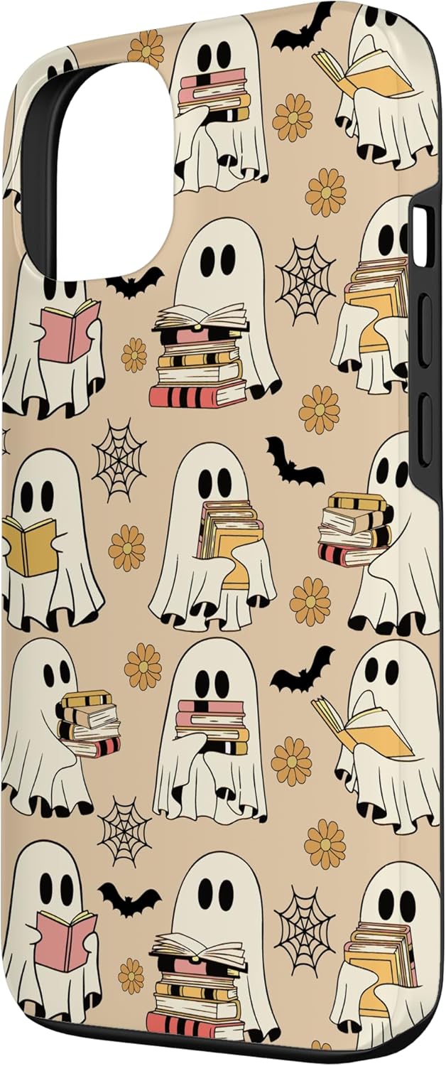 iPhone 13 Retro Teacher Halloween Ghost Read Books Spooky Reader Case
