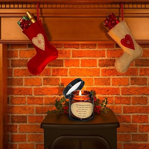 Miniatura 5 de Paquete de 2 velas perfumadas para el hogar, velas de aromaterapia de soja de 8.1 onzas, juego de regalos de Navidad para mujeres, rosa de sándalo,