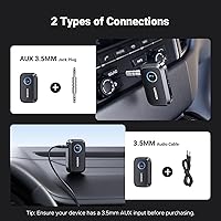 Vista 7 de UGREEN Adaptador Bluetooth 5.4 para automóvil, llamadas manos libres y cancelación de ruido, adaptador AUX a Bluetooth para automóvil, receptor