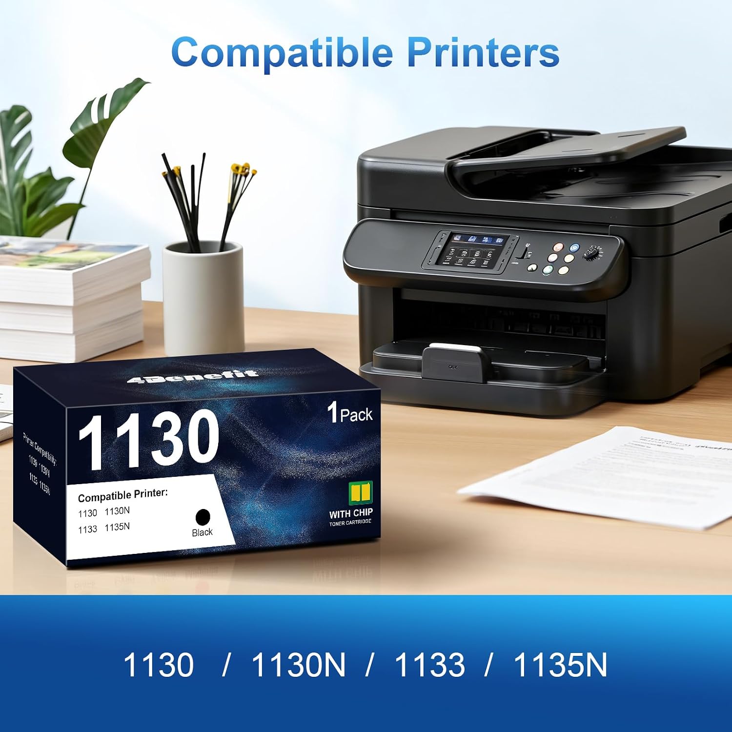 Compatible 1130 Black Toner Cartridge Replacement for Dell B1130 Toner Cartridge Use for 1130 1130n 3J11D 1135n 1133 1135 7H53W 2MMJP 330-9523 330-9524 Laser Printer (1 Pack, 2500 Pages)
