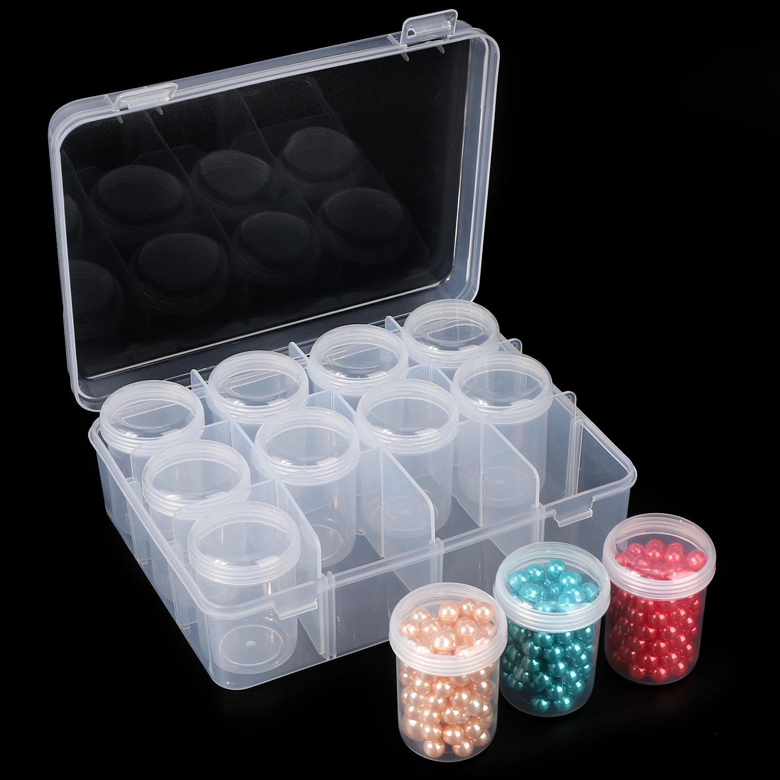 Scatola Organizer Con 12 Barattoli - Porta Oggetti Per Diamond Painting, Perline, Piccoli Accessori - Foto 3