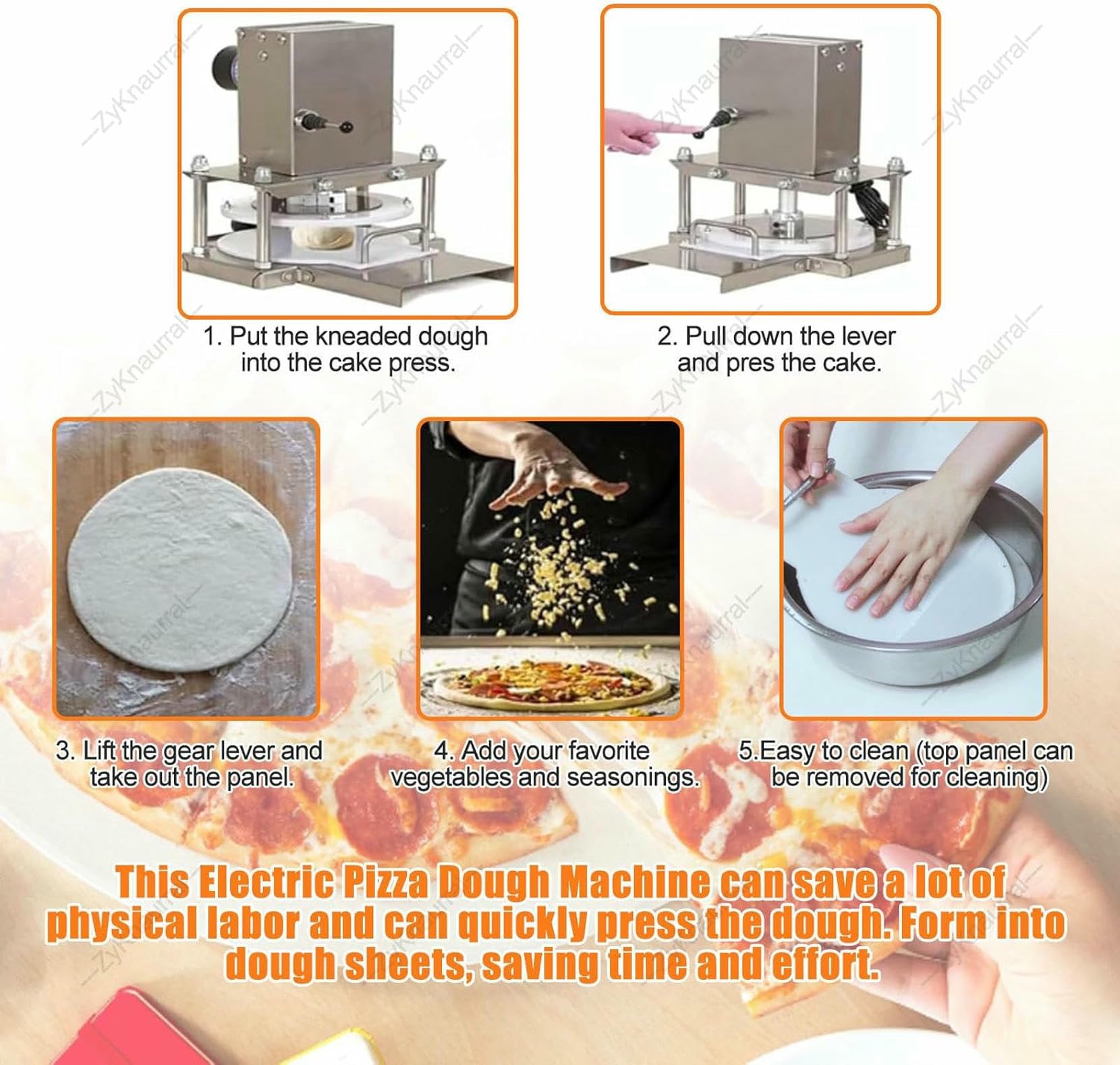 Elektryczna Prasa Do Ciasta Na Pizzę, Wałek Do Ciasta Ze Stali Nierdzewnej Do Pizzy Domowej I Komercyjnej, Ciast I Tortilli,22cm