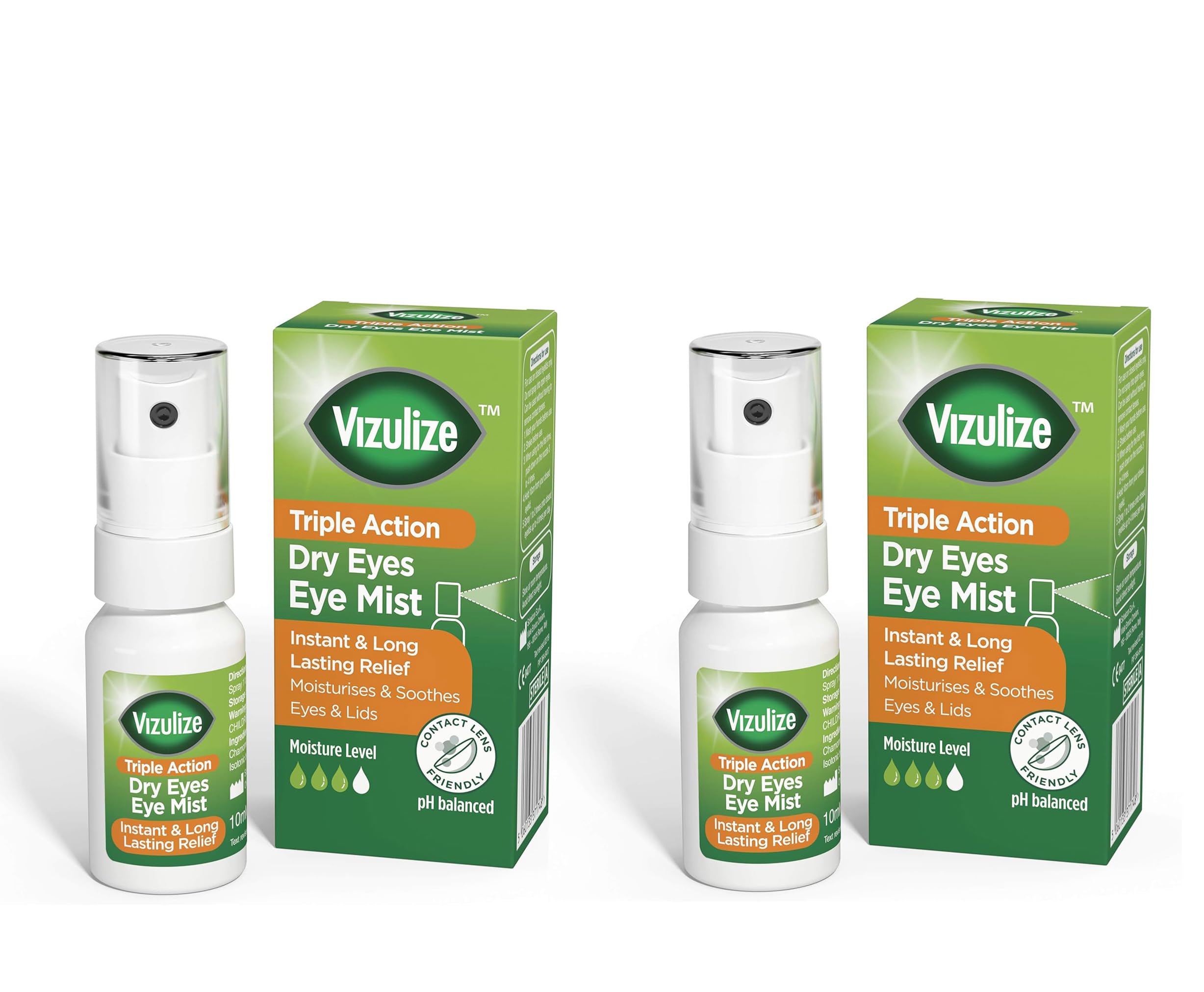 Vizulize Triple Action Soothing Relief Dry Eye Mist, 10ml - 2 Pack