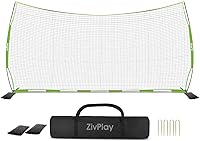 ZivPlay 20x10 ft Lacrosse Soccer Backstop Net - Largest Backyard Ball Stop Netting with Stakes, Sandbags & Carry Bag