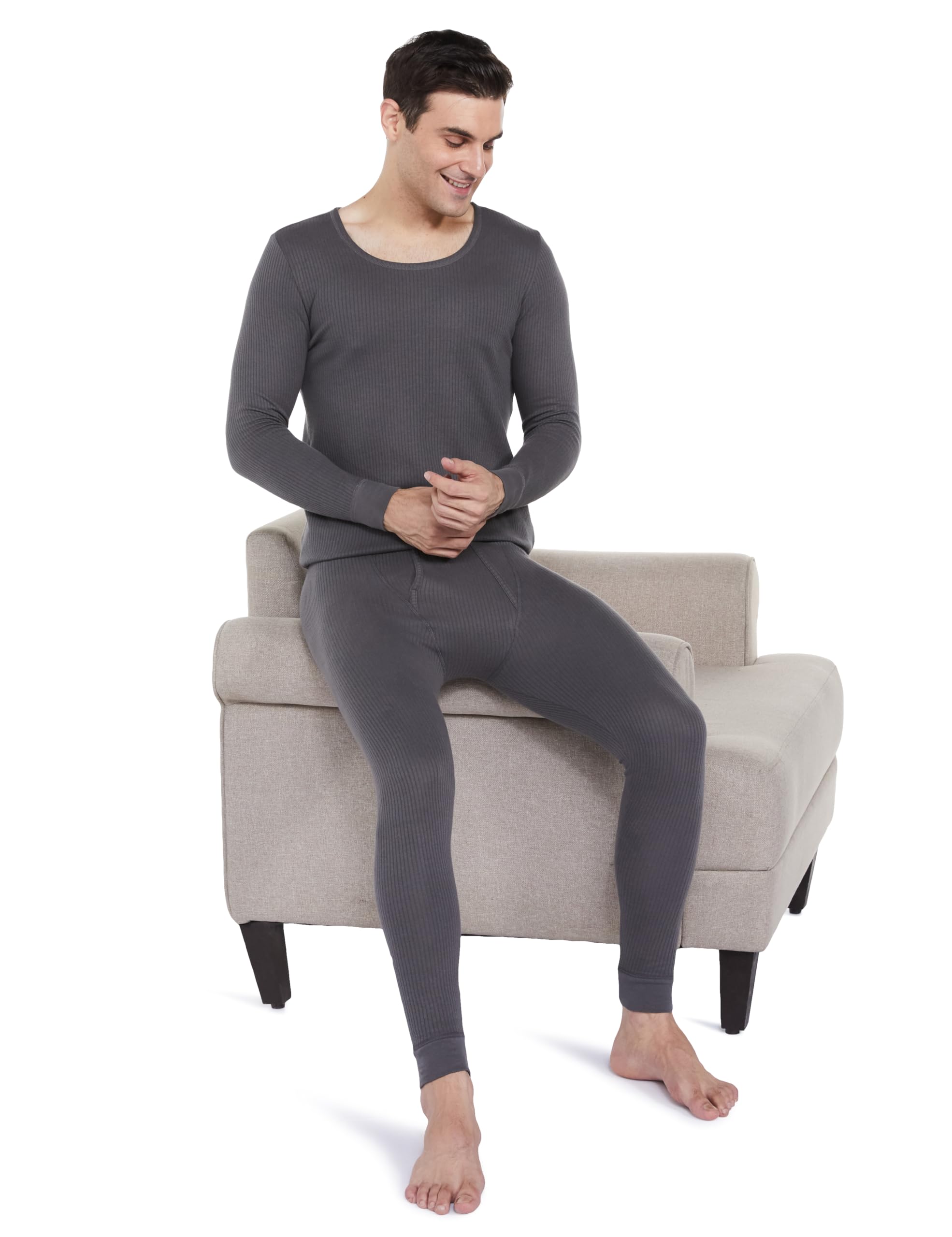 Amazon Brand - Symbol Men's Full Sleeve Thermal Top | Winter Wear | Body Warmer Vest (SYM-M-A24-THV-2000_Dark Grey_L) - Image 3 thumbnail