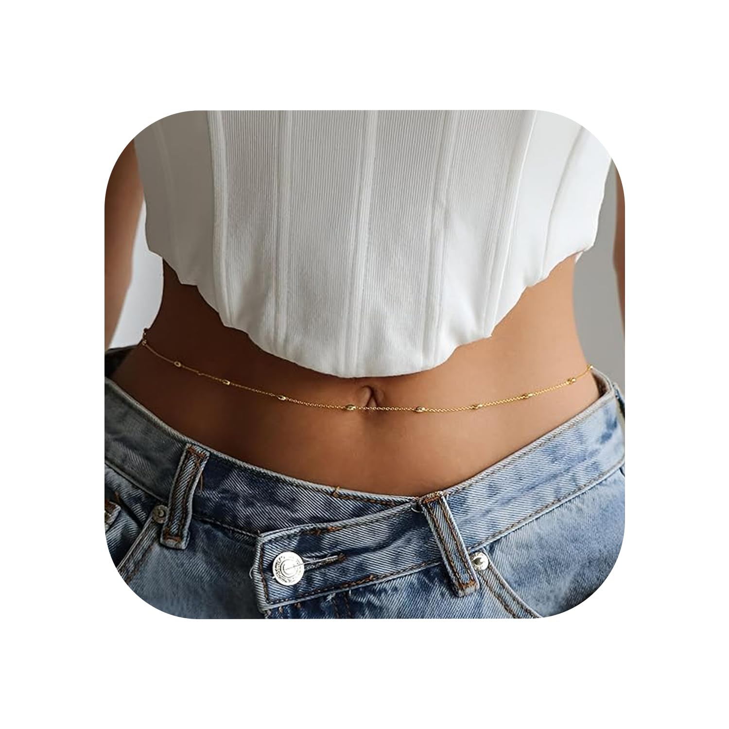 VAMA FASHIONS 18K Gold Plated Anti Tarnish Waterproof Adjustable Waist Hip Body Belly Chain Belt Combo Beach Jewelry Saree Kamarbandh Kamar Chain for Women & Girls