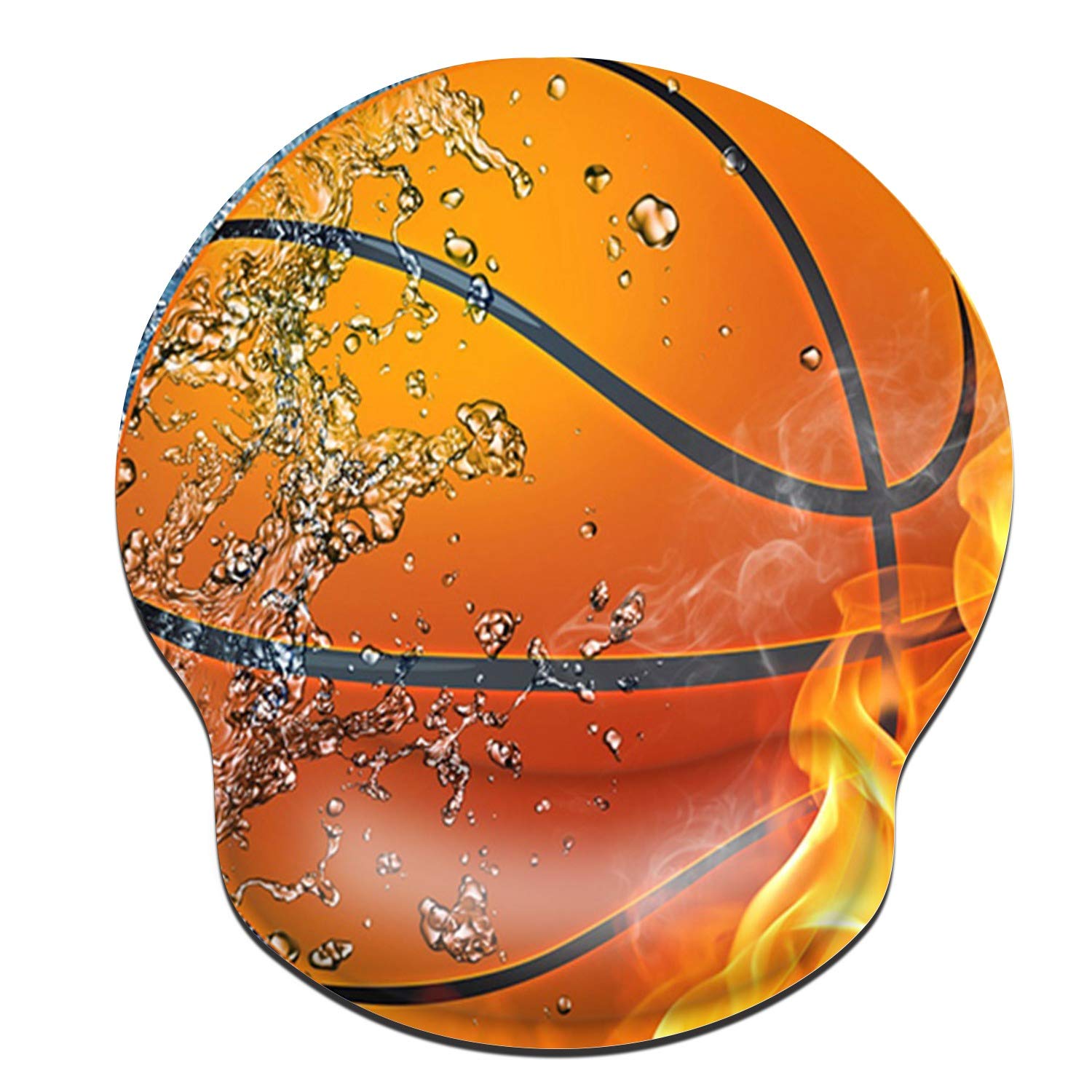 ZYCCW Mouse pad with Wrist Support, Basketball Fire Mouse pad Ergonomic Pain Relief Mouse Pad with Gel Wrist Rest Gaming Mouse Pad with Stitched Edges Non-Slip Rubber Base Mouse Mat for Computer