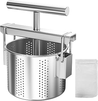 Stainless Steel Manual Vegetable Squeezer-Heavy Duty Cheese & Yogurt Strainer for Removing Excess Liquid from Soft Fruit & Vegetables Not for Hard Fruits