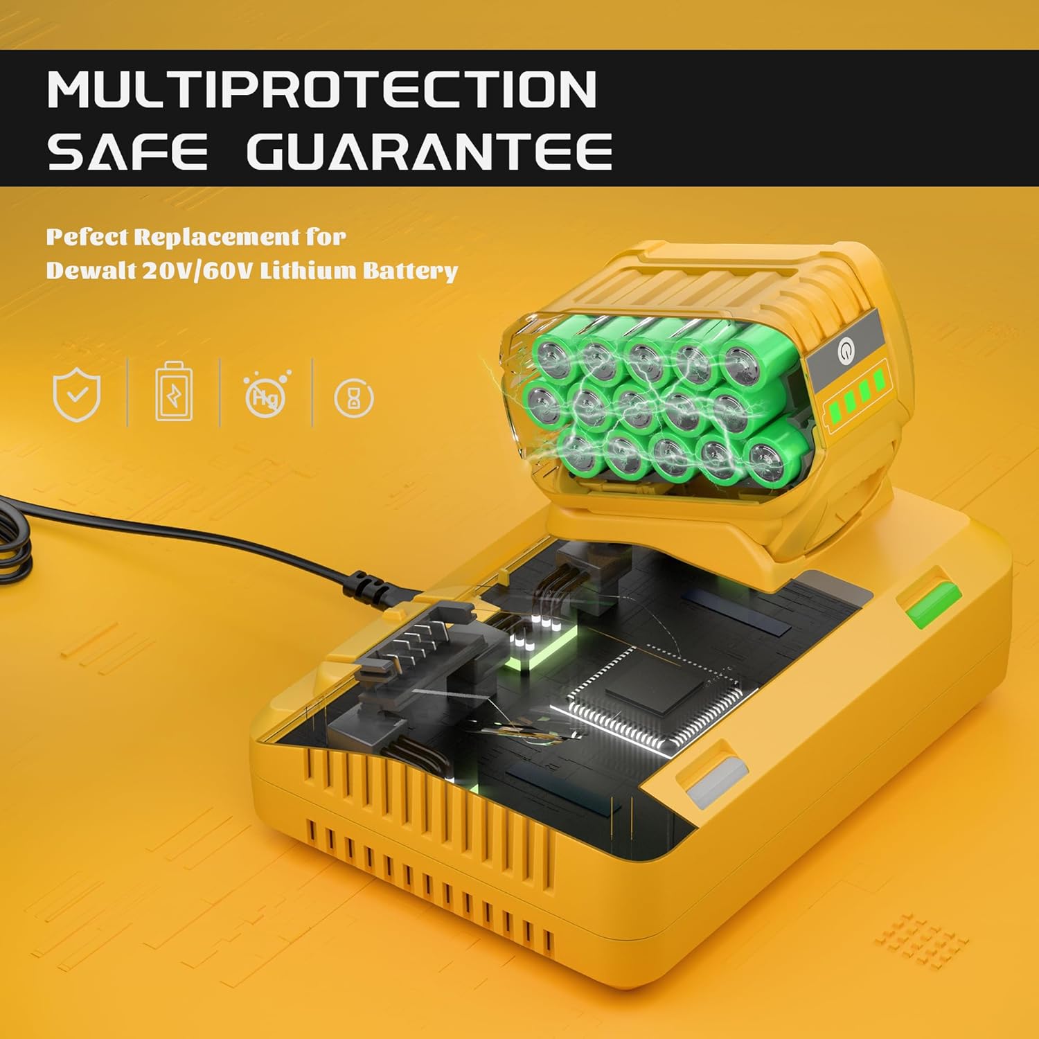 POWTREE 9.0Ah Replacement for Dewalt 20V/60V DCB609 Battery Compatible for Dewalt 20V Flex Volt Battery DCB609 DCB606 DCB612 Cordless Tools-Compatible with All 20V/60V max Battery Chargers - Image 3