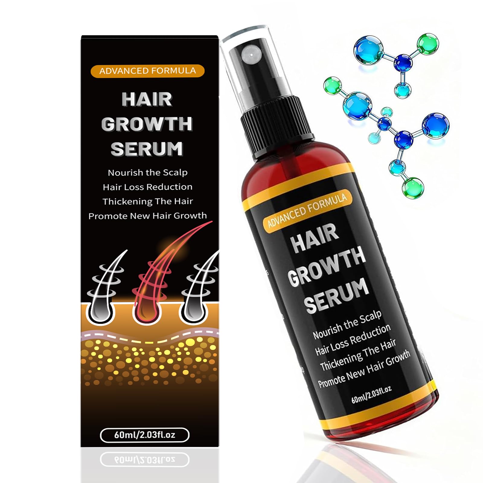 Haarwachstum Serum Spray für Männer & Frauen | Haarwuchs-Spray mit Rosmarinöl, Rizinusöl & Biotin, für die tägliche Haarpflege, 60 ml, auch für die Bartpflege geeignet