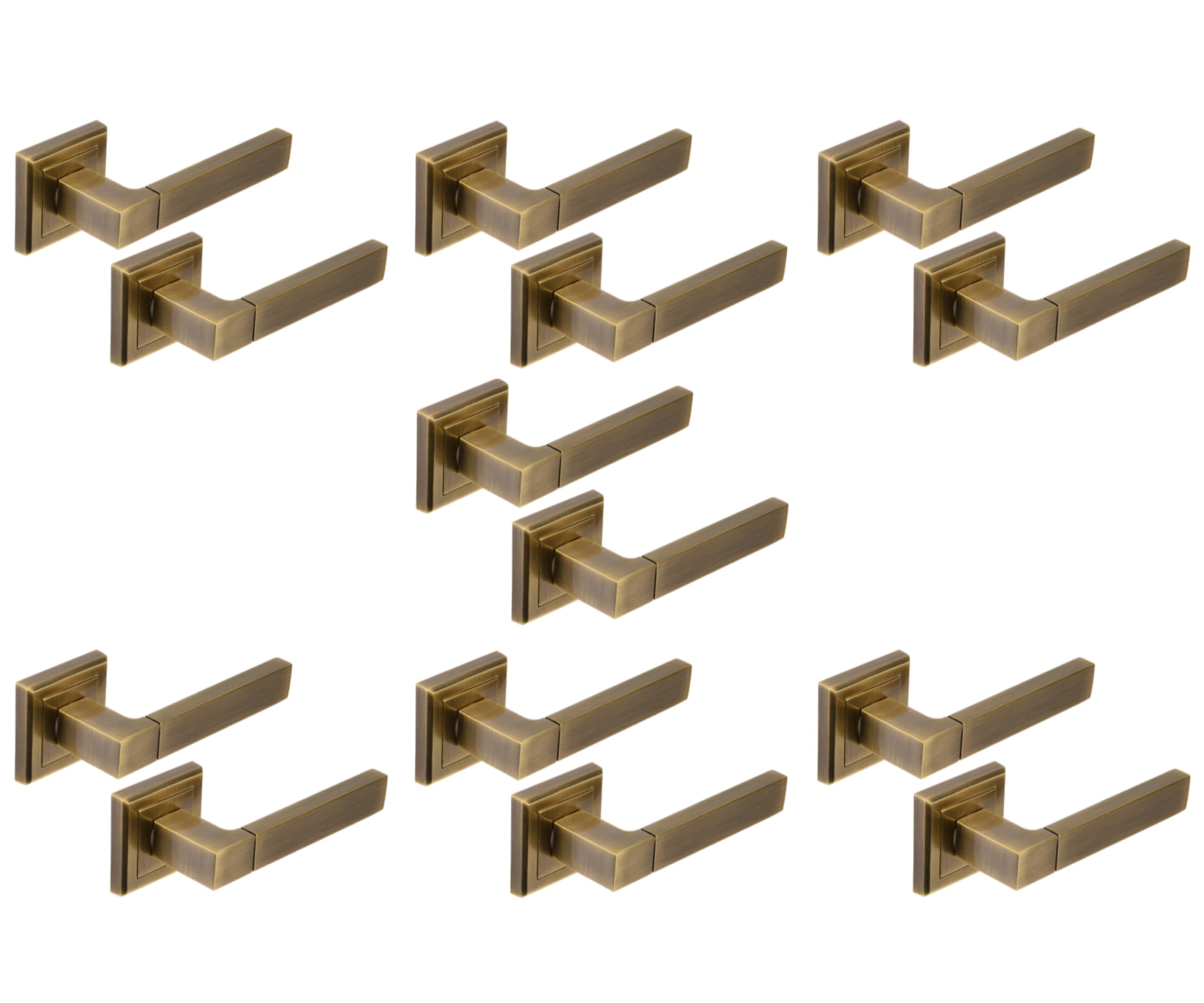 Hunta HANDLEZONE® Reno Passage Door Handles, Square Lever on Square Rose, Internal Door Handle Sets, 7 Sets - Antique Bronze