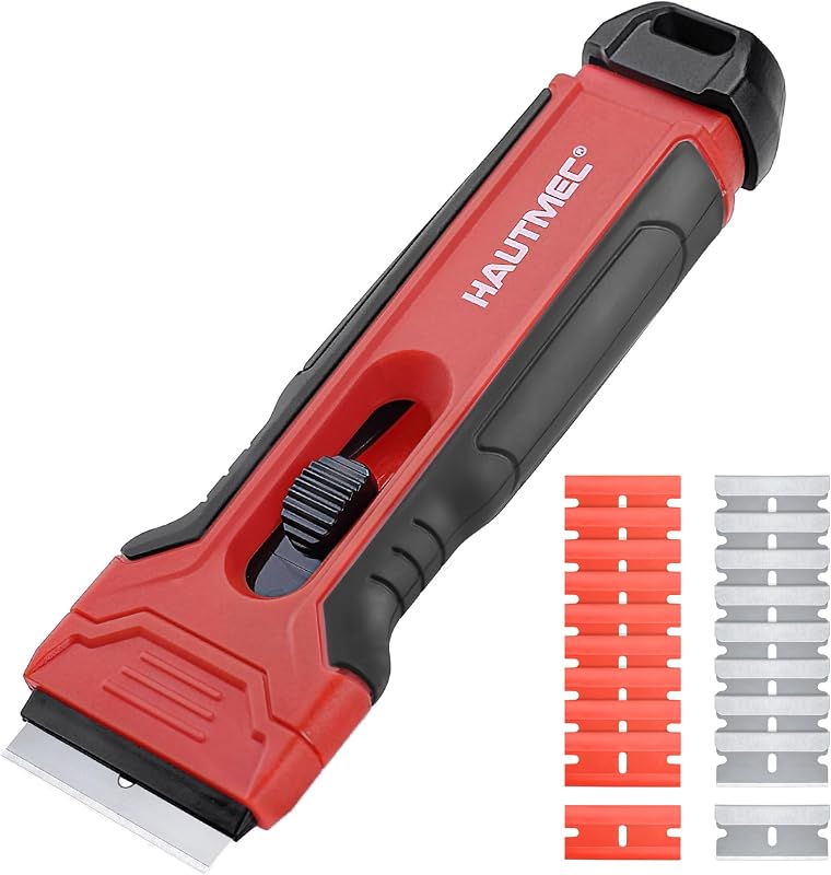 Raspador de lâmina HAUTMEC com 24 lâminas extras, 14 de aço carbono e 10 de plástico, modelo 1.52" Wide