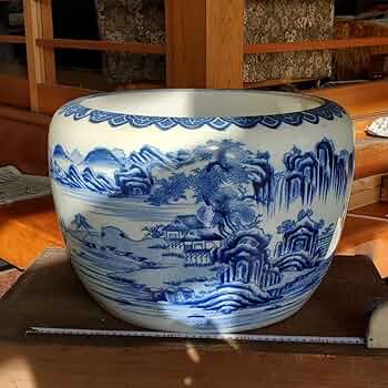 火鉢 陶器鉢 染付 睡蓮鉢 金魚鉢 植木鉢 有田焼 水鉢 花柄 彫り 伊万里焼 火鉢 陶器鉢 染付 睡蓮鉢 金魚鉢 植木鉢 有田焼 水鉢 花柄 彫り