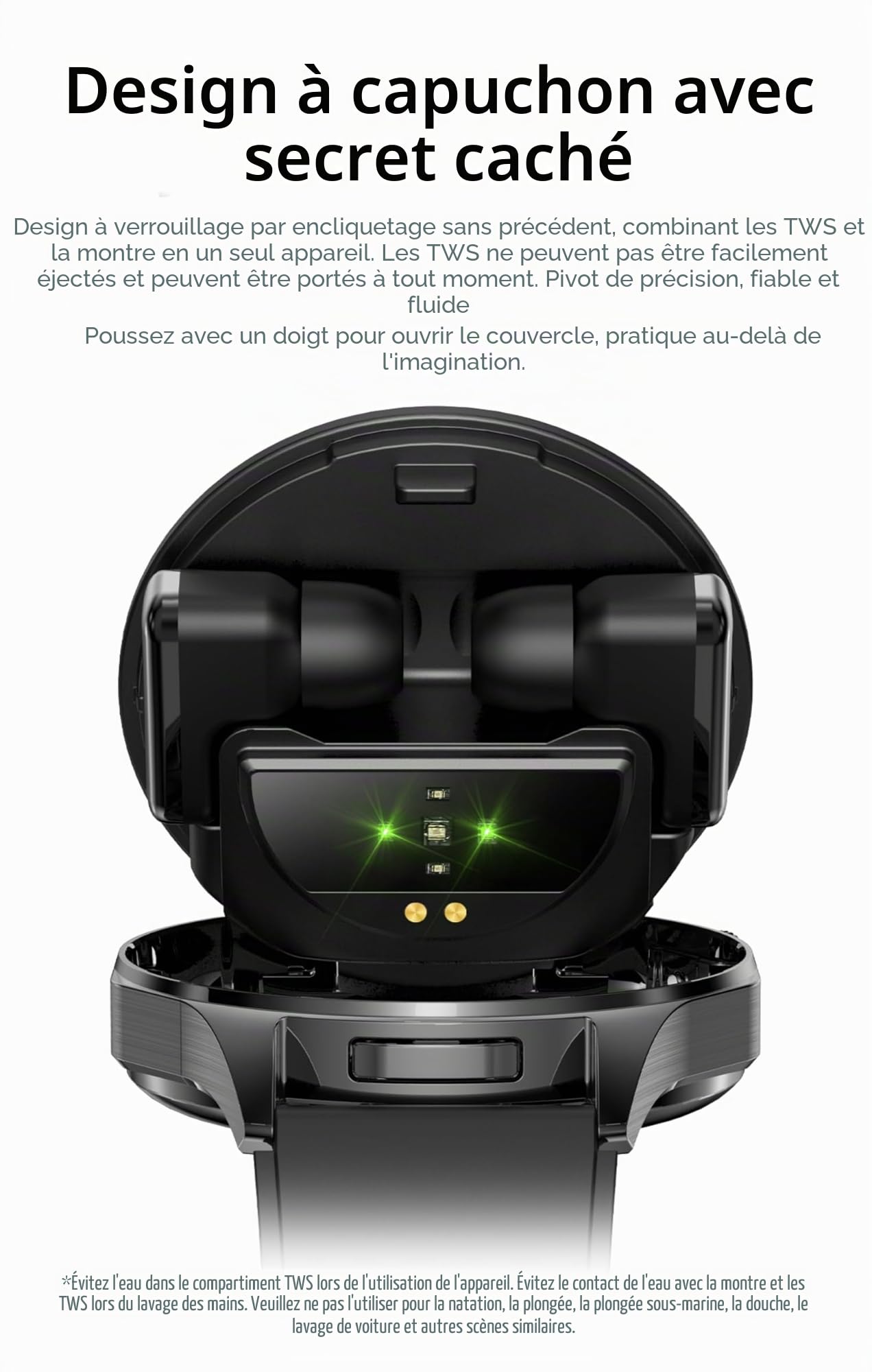 Montre Connectée Homme Femme avec écouteurs, Montre Sport Smartwatch pour Android iOS, Écran AMOLED de 1,43'' Montre Intelligente, Podometre Oxymetre Cycle Menstruel Calories Notification, Noir