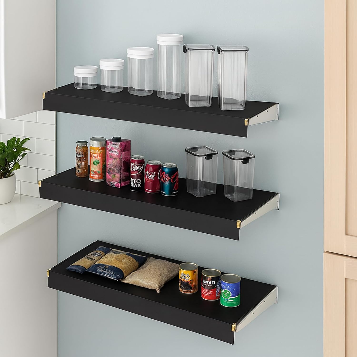 4 Pack Foamed PVC Wooden Wire Shelf Covers for Closet and Pantry, Wood Wire Rack Cover for Removable Closet Decoration (Black & 4 Pack, 24 x 12 inch)