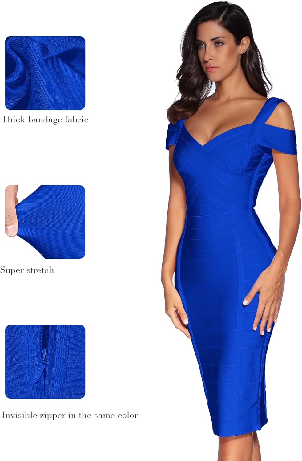 meilun Cold Shoulder Bandage Bodycon Dress for Women Wedding Guest Dress Birthday Party Event Dress - Image 5