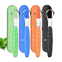 Vista 7 de Nueva versión limpiador raspador de lengua para adultos y niños, juego de cepillos de lengua de metal de grado médico para aliento fresco dental