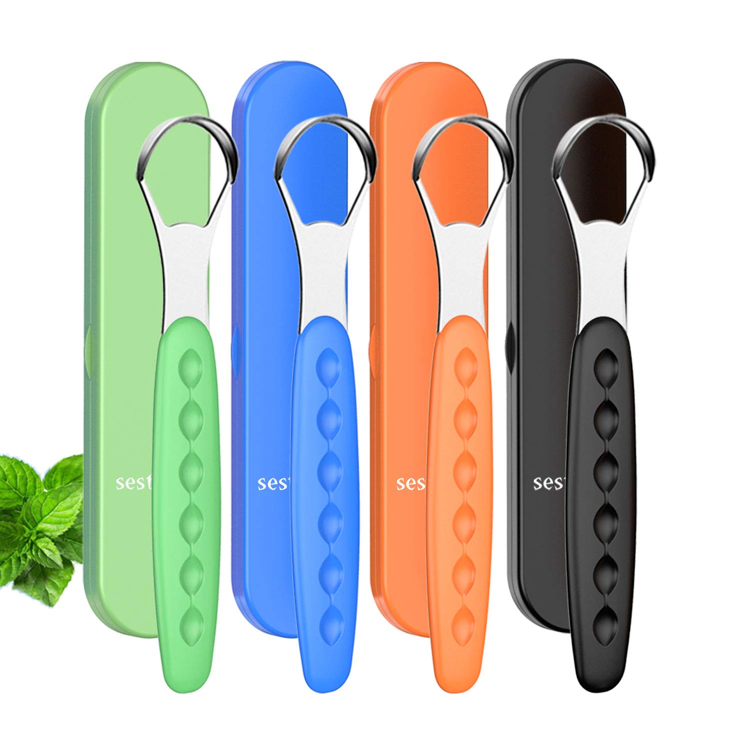 2020 New Version Tongue Scraper Cleaner for Adults & Kids, Medical Grade Metal Tongue Brushes Set for Fresh Breath Dental Eliminate Bad Breath in Seconds (4 pcs)