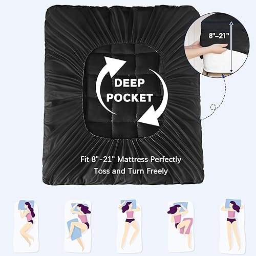 Miniatura 6 de CYMULA Cubrecolchón tamaño King, funda de colchón refrescante extra gruesa con bolsillos profundos elásticos de 8 a 21 pulgadas, protector de