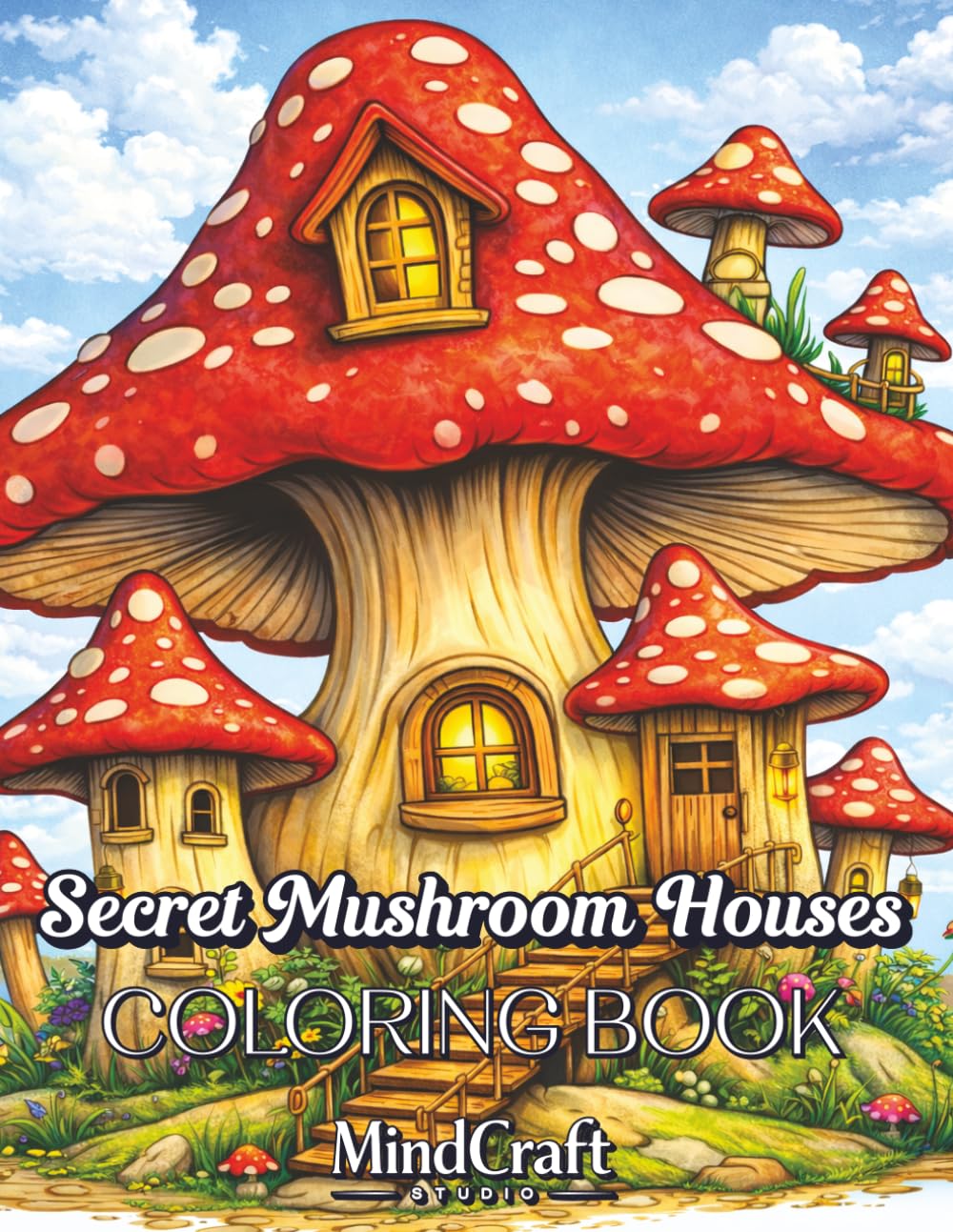 Secret Mushroom Houses Coloring Book: Whimsical Fantasy Mushroom Homes & Cozy Forest Hideaways for Relaxation, Stress Relief & Creativity